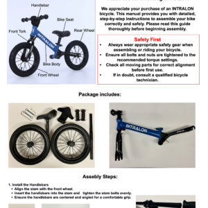 INTRALON Long Wheel Base 14" balance bike 3 4 5 6 years old boys and girls 13 INTRALON Intralon Balance Bike Long Wheel Base Manual Guide 2025 M B A4 PAGE 01 (1)