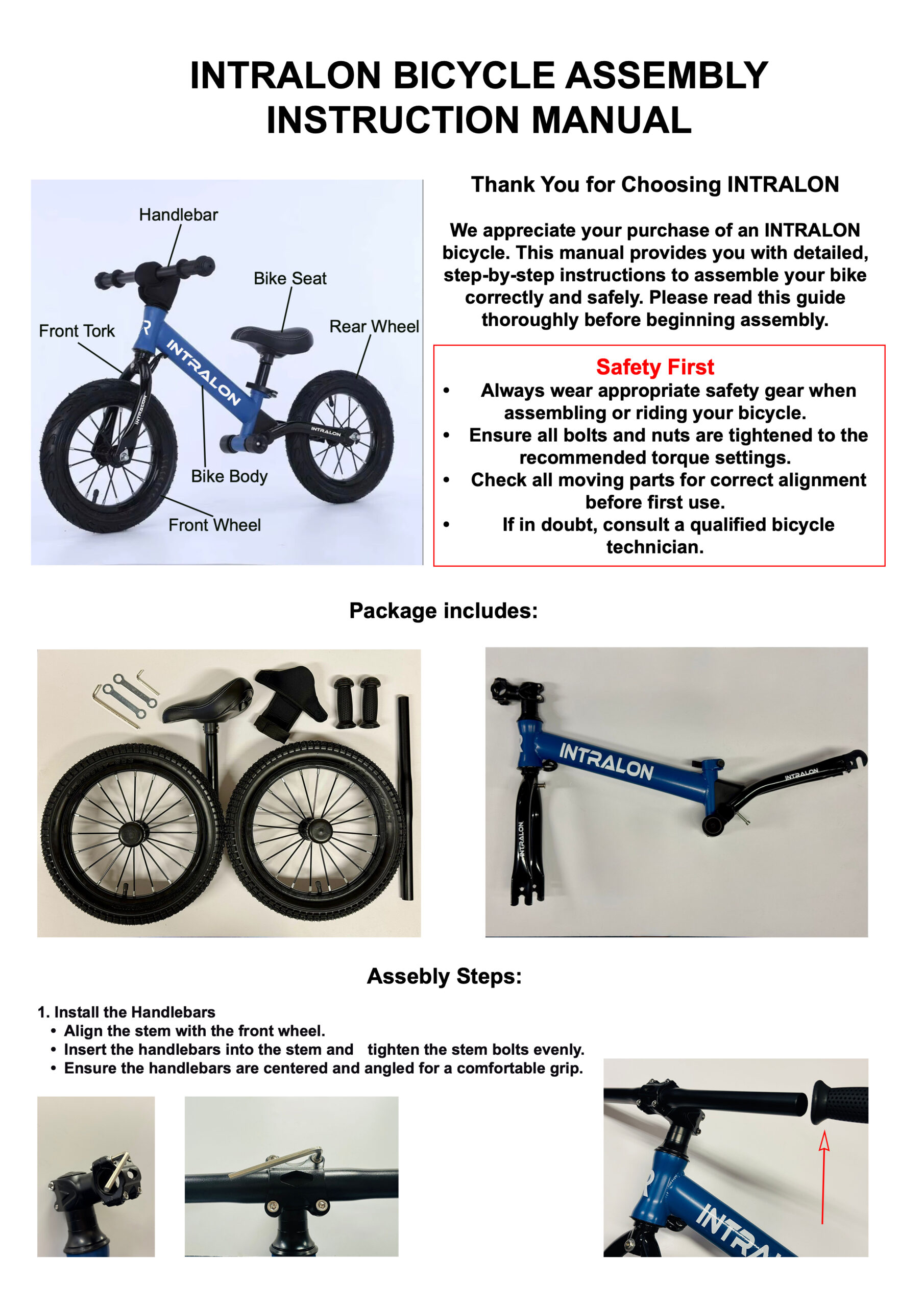 INTRALON Long Wheel Base 14" balance bike 3 4 5 6 years old boys and girls 5 INTRALON Intralon Balance Bike Long Wheel Base Manual Guide 2025 M B A4 PAGE 01 (1)