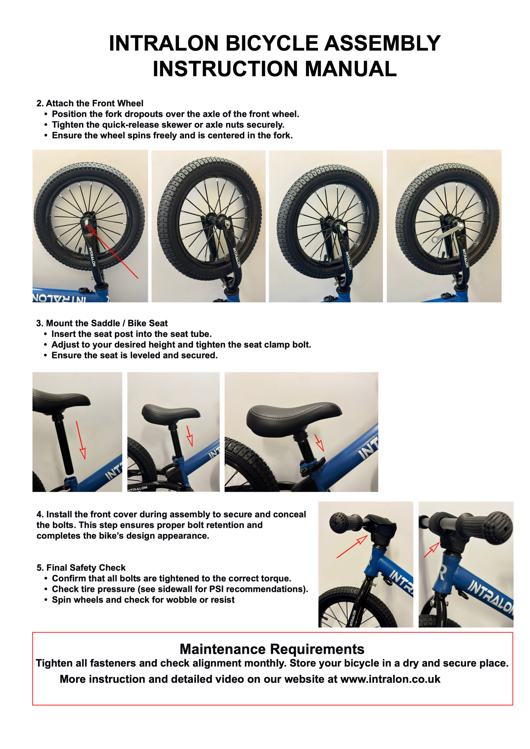INTRALON Long Wheel Base 14" balance bike 3 4 5 6 years old boys and girls 6 INTRALON Intralon Balance Bike Long Wheel Base Manual Guide 2025 M B A4 PAGE 02