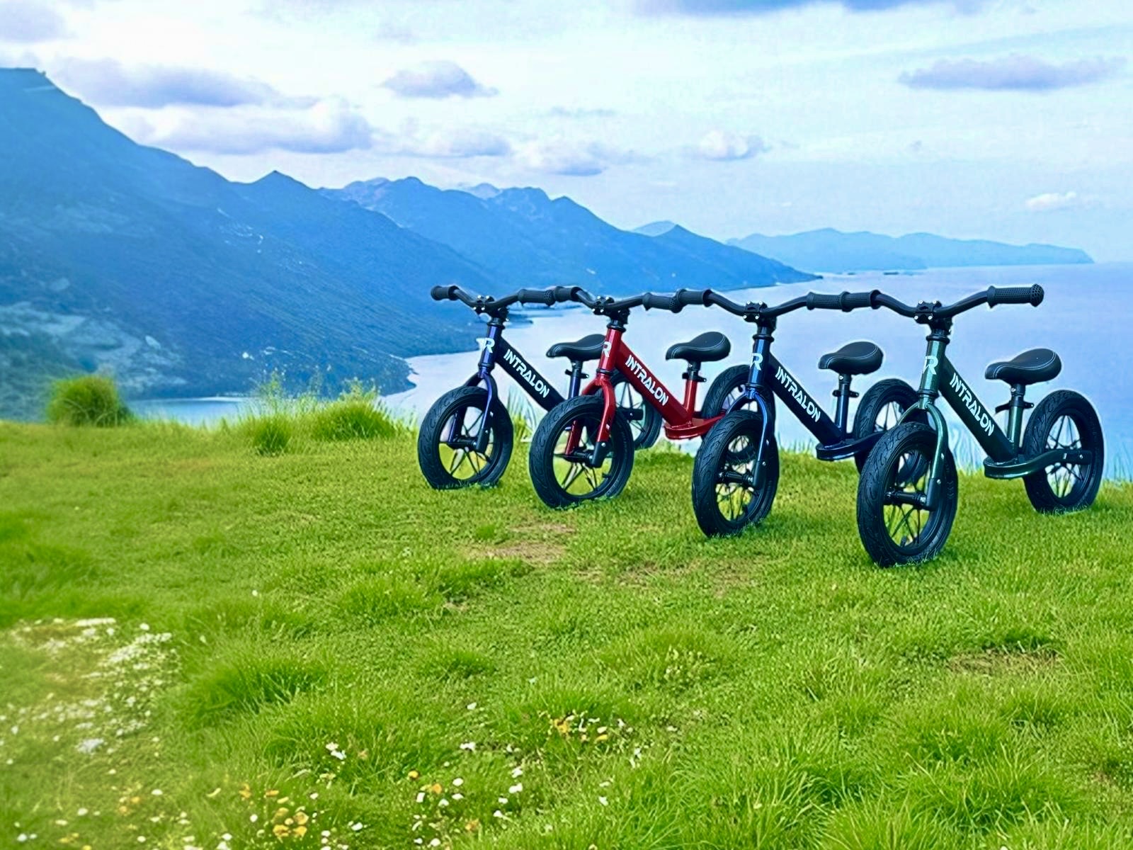 INTRALON Balance Bikes in UK 2025 next to mountain